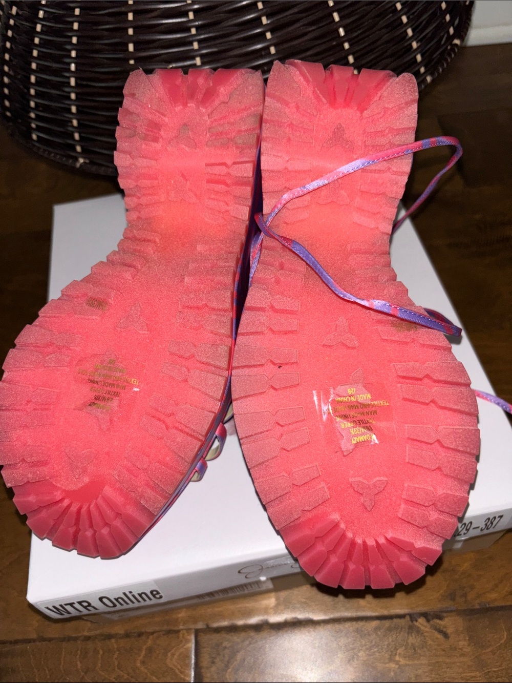 Jessica Simpson 5 inch Pink & Purple Zebra Lace-Up Platform Sandals Sz 8.5 - Picture 11 of 12